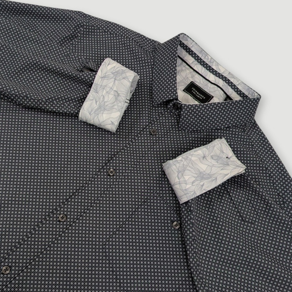 7Diamonds 4 Way‎ Stretch Liberty Button Up Shirt Mens 2XL Geometric Flip Cuff